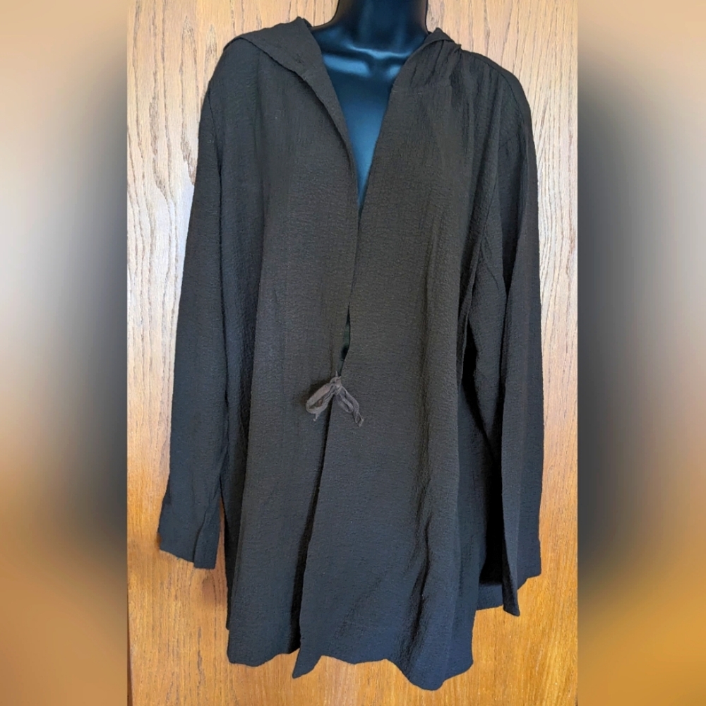 Soft Surrounding Hooded Beach Cover-Up Tie Front Cardigan